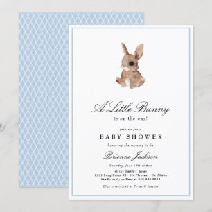 Elegant Little Bunny Blue Boy Baby shower Kaart