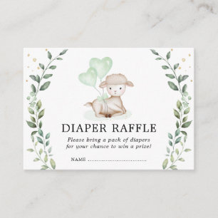 Elegant Little Lamb Diaper Raffle Baby Sheep Informatiekaartje