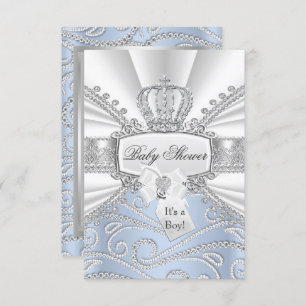 Elegant Little Prince Diamond Baby shower Invite Kaart