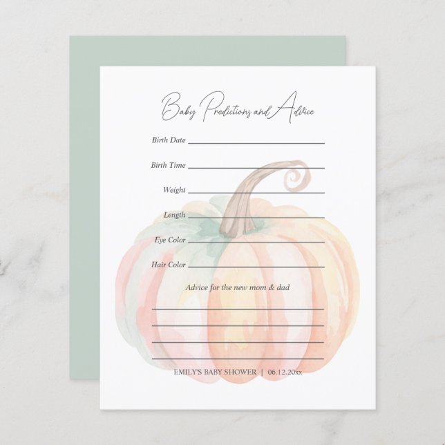 Elegant Little Pumpkin Baby shower Guessing spel (Voorkant / Achterkant)