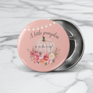 Elegant Little Pumpkin on Way Baby shower Ronde Button 7,6 Cm