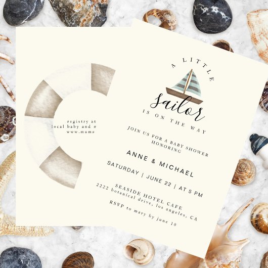 Elegant Little Sailor Nautical Boy Baby shower Kaart