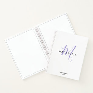 Elégant Livre de croquis de script de lavande blan