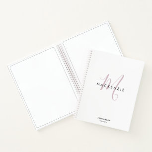 Élégant Livre de croquis de script rose blanc