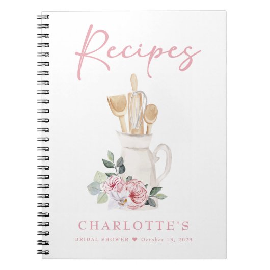 Élégant livre de recettes de Fête des mariées rose (Devant)
