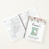 Élégant livre de recettes Turquoise rose Fleur sau (Intérieur)