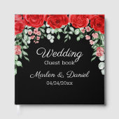 Elégant livre d'hôtes de Mariage Black and Red Flo (Recto)
