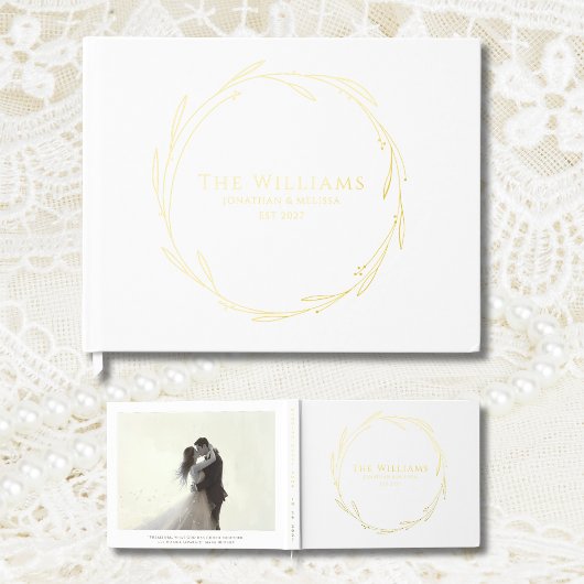 Élégant livre d'hôtes Livre d'or Botanique Wreath 