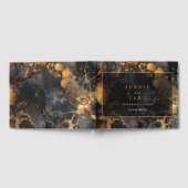 Élégant livre d'hôtes Mariage en marbre noir et or (Complet)