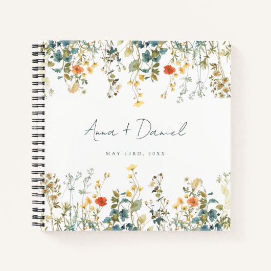 Élégant livre d'hôtes Mariage Fleur sauvage (Devant)