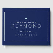 élégant livre d'hôtes mariage moderne bleu foncé (Recto)