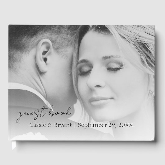 Élégant livre d'hôtes Mariage moderne noir et blan (Recto)