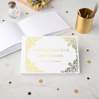 Élégant Livre d'Or de Mariage Botanique à Feuille