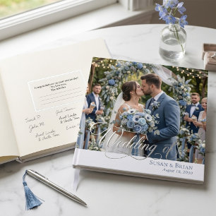 Élégant Livre d'Or de Mariage Photo Bleu Poussiére