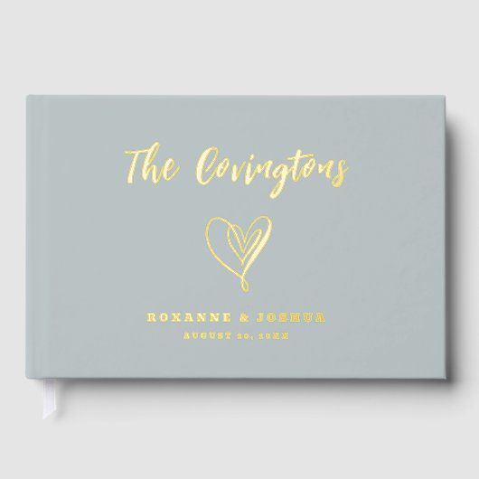 Elégant Livre d'or Mariage de Script bleu turquois (Recto)