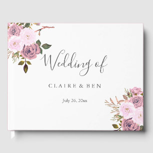 Elégant Livre d'or Mariage rose et Rose
