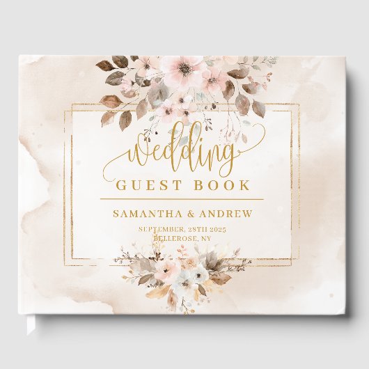 Élégant Livre d'or rose clair Boho Mariage (Recto)