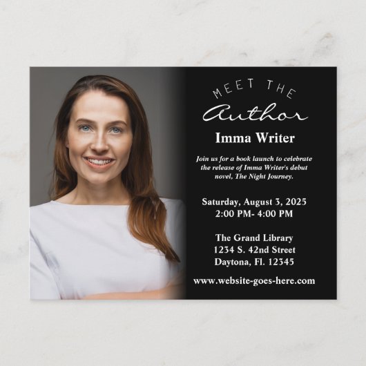 Élégant Livre noir & blanc Lancer Photo Invitation (Devant)