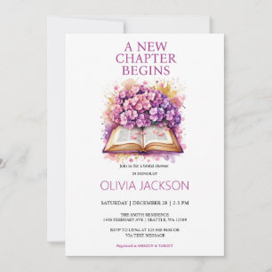 Élégant Livres Floraux Invitation de douche nuptia