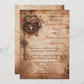 Elegant Lock en Key Wedding Invitation Kaart (Voorkant / Achterkant)