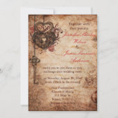 Elegant Lock en Key Wedding Invitation Kaart (Voorkant)