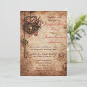 Elegant Lock en Key Wedding Invitation Kaart (Staand voorkant)