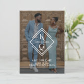 Elegant Logo Foto Wedding Save the Date Kaart (Staand voorkant)