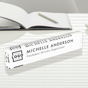 Elegant Logo Matig Wit. Naambordje