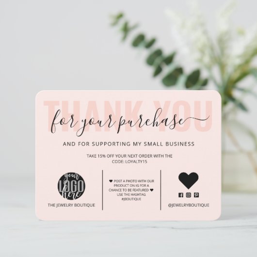 Élégant logo noir rose Merci client (Debout devant)