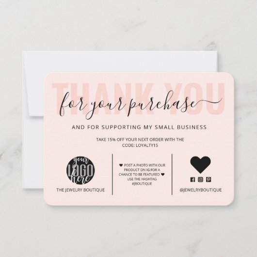 Élégant logo noir rose Merci client (Devant)