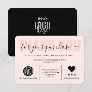 Élégant logo noir rose Merci client