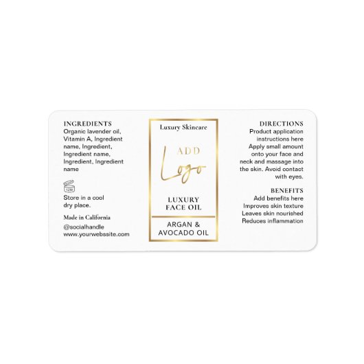 Élégant logo or 1 OZ Étiquette de bouteille à gout (Devant)