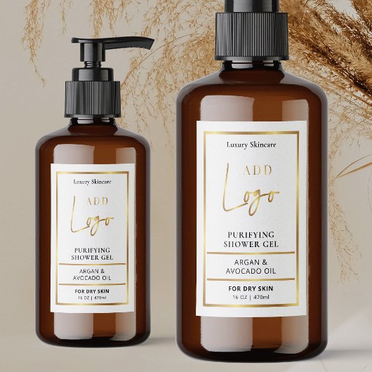 Élégant logo or 8 à 16 OZ Étiquette bouteille cosm