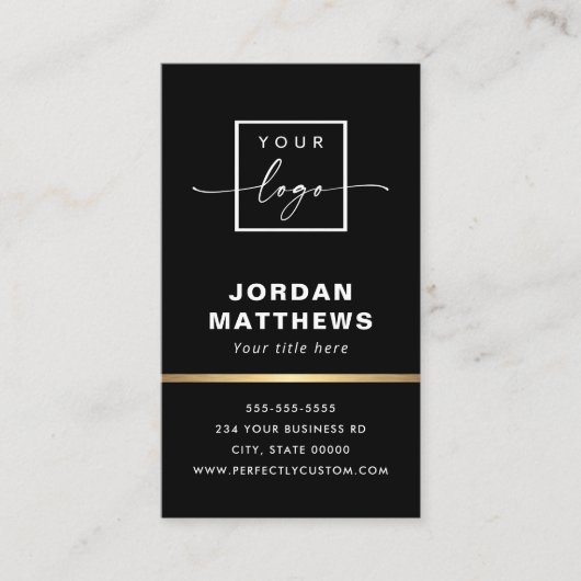 Elegant logo QR code golden gradiënt zwart Visitekaartje (Voorkant)