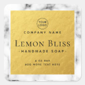 Elegant logo, wit marmer, etiket (Voorkant)