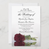 Elegant Long-Stemmed Burgundy Roos Formal Wedding Kaart (Voorkant)