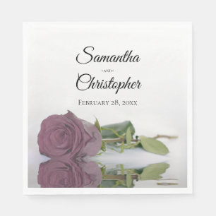 Elegant Long Stemmed Dusty Mauve Roos Wedding Servet