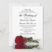 Elegant Long-Stemmed Red Rose Formal Wedding Kaart (Voorkant)