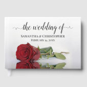 Elegant Long Stemmed Red Rose Romantic Wedding Gastenboek (Voorkant)