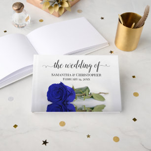 Elegant Long Stemmed Royal Blue Roos Wedding Gastenboek