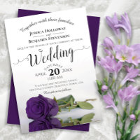 Elegant Long Stemmed Royal Paars Roos Wedding