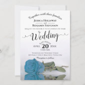 Elegant Long Stemmed Turquoise Blue Roos Wedding Kaart (Voorkant)