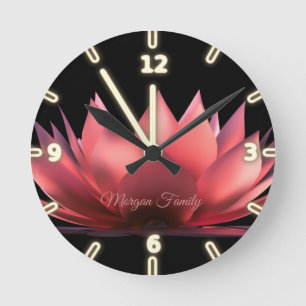 Elegant Lotus Black Ronde Klok