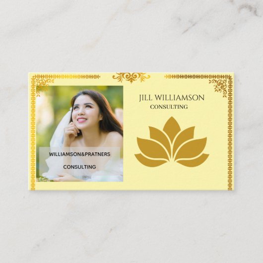 Elégant Lotus Carte de visite or côté avant (Devant)