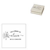 Elegant Lotus Flower Elegant Custom Name Library Rubberstempel (Gestempeld)
