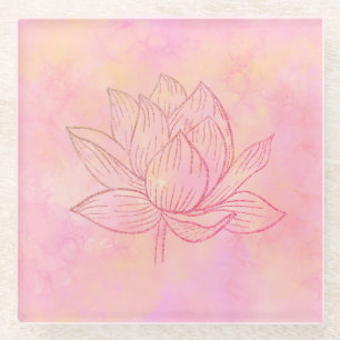 Elegant Lotus Flower Illustration Light Pink Art Glazen Onderzetter