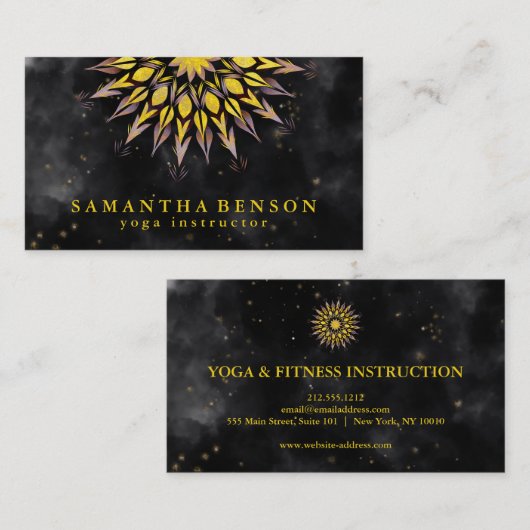 Élégant Lotus Flower Logo Yoga Carte de visite (Devant / Derrière)