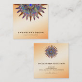 Elegant Lotus Flower Logo Yoga Vierkante Visitekaartje (Voorkant / Achterkant)