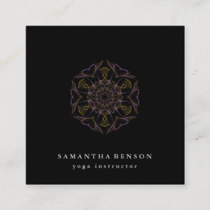 Elegant Lotus Flower Logo Yoga Vierkante Visitekaartje