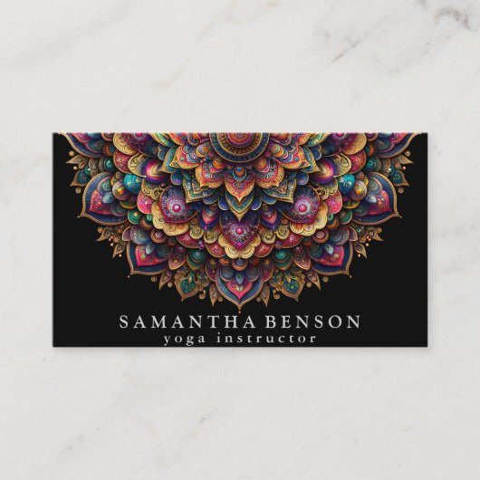 Elegant Lotus Flower Logo Yoga Visitekaartje (Voorkant)